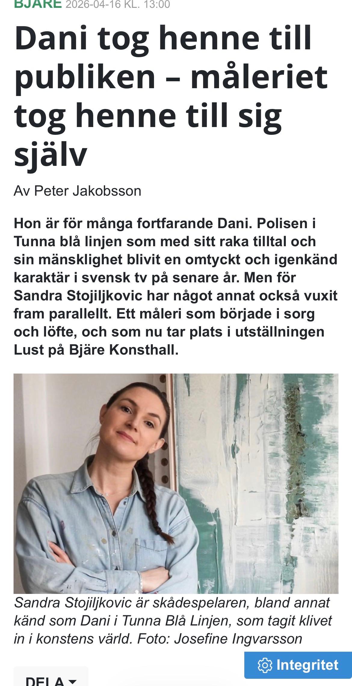 Sandra ställer ut hos oss